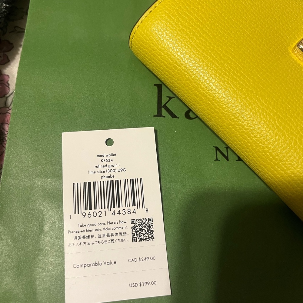 Kate Spade Yellow Wallet with Turn-Lock Closure NEW w TAGS - Picture 5 of 6